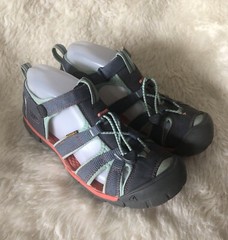 Keen Gray Teal Orange Water Hiking Shoes Beach Sport Sandals Youth Unisex Size 5