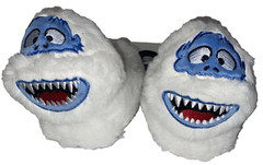 RUDOLPH Abominable Snowman Toddler SIZE 5-6 Slippers WHITE 3D head and face NEW