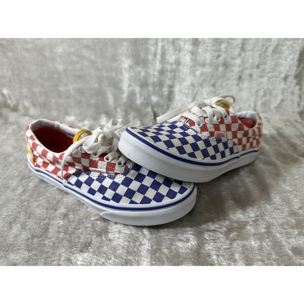 Vans Era Multi Color Checkerboard Red Blue Yellow Sneakers Kids Juniors 4.0