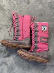 Pajar Snow Boots Youth Size 1.5 Pink Waterproof Lace Up Faux Fur Lined Winter