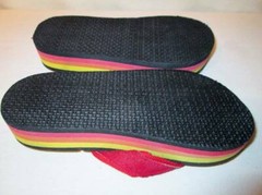 NOS Vintage RAINBOW Flip Flops Three Color Pink Orange Yellow Child Sandals 2