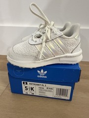 Kids Adidas Shoes Size 5.5K White And Reflective with box