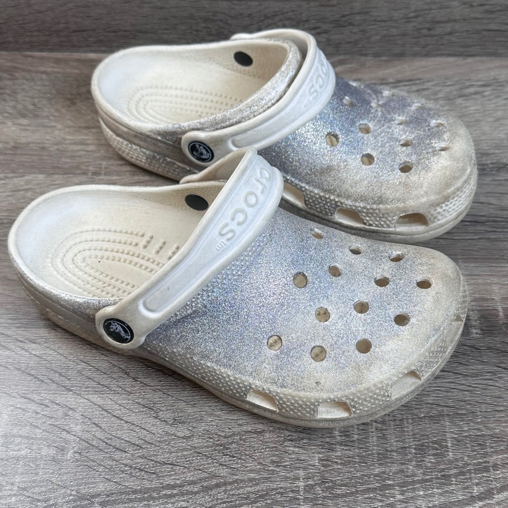 Crocs Classic Clogs Sandals Kids Size J3 Unisex Kids Glitter Sparkle Summer