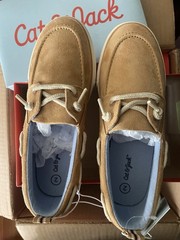 Cat & Jack Reece Boat Shoe Sneakers Beige Faux Suede Lace-Up Kids Size 2