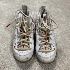 Nike Little Posite One Foamposite Shoes Kids Sz 13C White Just Do It CU1055-100