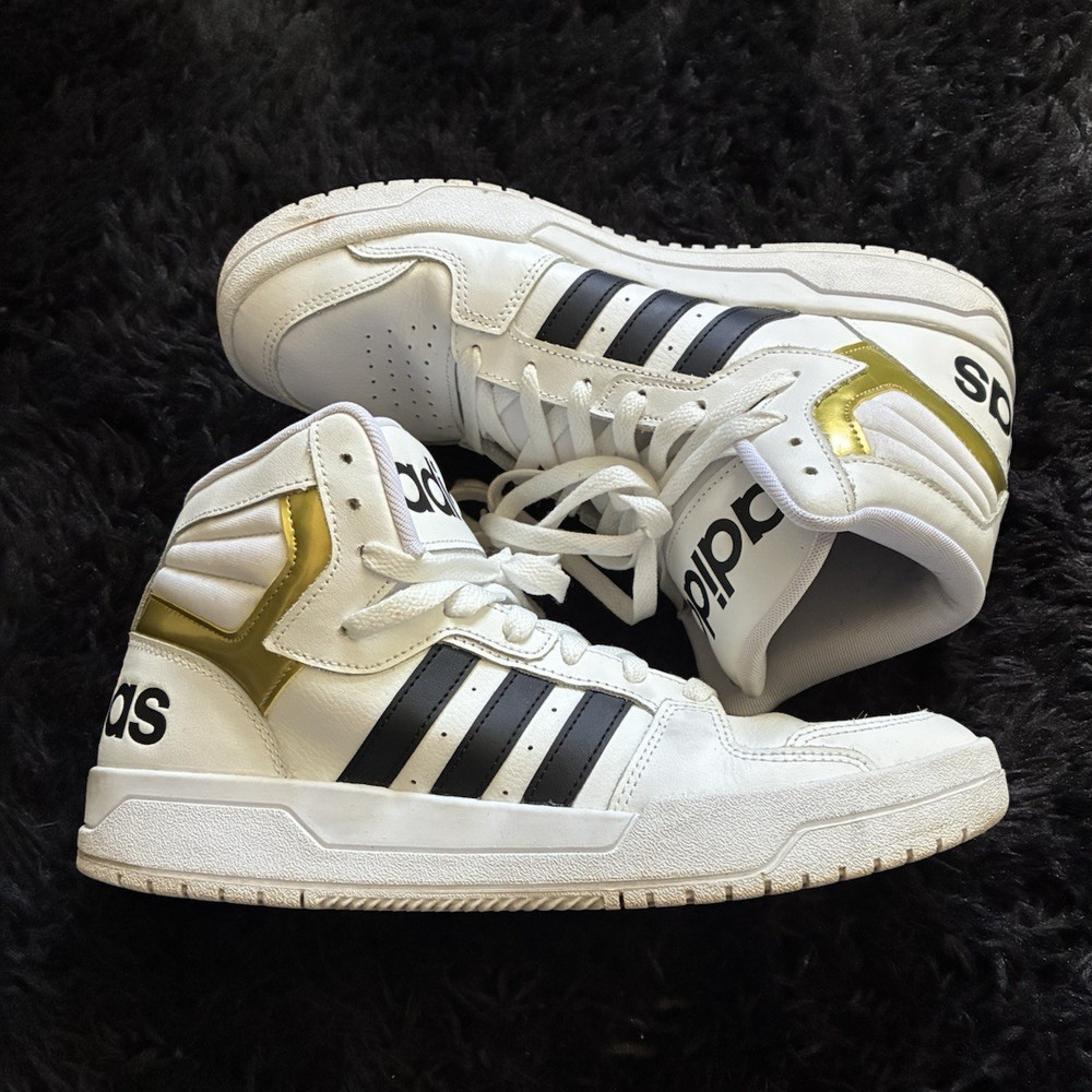 adidas Hoops 2.0 Mid Unisex Kids Mid-Top Basketball Sneakers White/Gold US 10.5