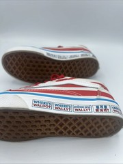 VANS Old Skool Red & White Striped Size 13 Kids “Where’s Waldo” Red Laces Read