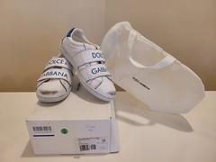 Dolce & Gabbana white and blue leather logo trainers size 33 EUR/kids‘ 2 US
