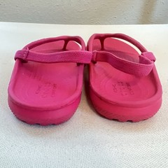 Crocs Iconic Pink Thong Flip Flop Elastic Strap Back Sandals Size C13