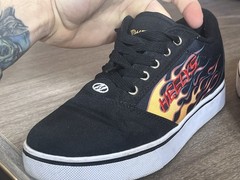 Heelys Pro Black Flame Print Skate Skater Shoes Sneakers Womens 7 Youth 6 UK 5