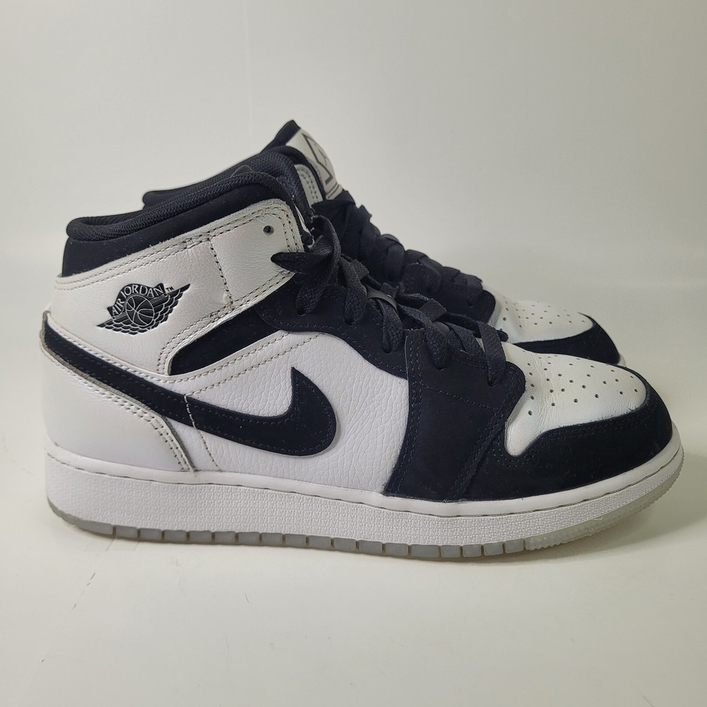 Nike DN4321-100 Air Jordan 1 Mid SE Diamond GS White And Black Shoes Size US 6Y