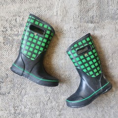 BOGS Unisex Kids‘ 4-H Farm Boot Size 3 Black Multi – 72763-009 Green Clovers