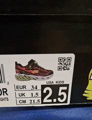 SKECHERS S Lights Light-Storm LED Light-Up Kids Sneaker Black/Orange 2.5