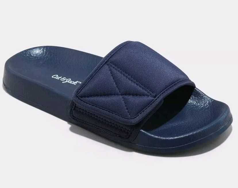 Cat & Jack Unisex Kids Kris Navy Slide/Sandals Size M 2/3 Hook & Loop New With