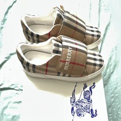 Burberry Nova Check Kids Hook & Loop Low Top Canvas Sneakers US 13 EU 32