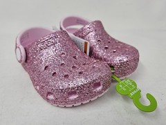 Crocs Classic Chunky Glitter Clogs, Little Kids, Pink Milk, 211940-6ZW, NEW!