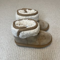 UGG Toddler 7 Jona Luxury Boot Chestnut Suede Shearling Side Snap