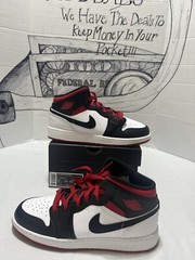 NIKE Air Jordan 1 Mid Big Kids‘ White/Black/Gym Red | DQ8423-106 – SIZE 7Y-8.5W