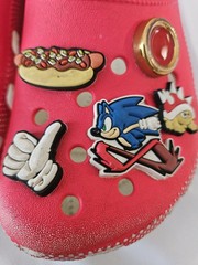 Crocs Kids Sonic The Hedgehog Clogs Red Shoes Junior Size J1 With Custom Jiblets