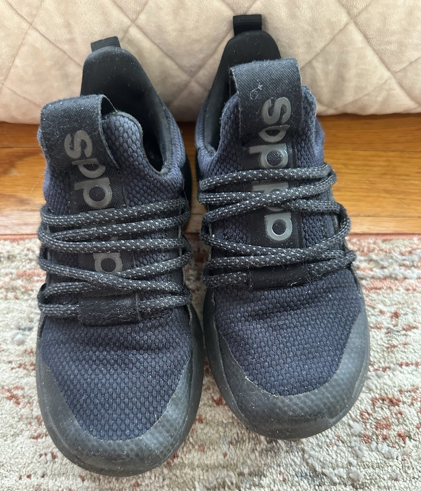 adidas Cloudfoam Kids Black Lace-Up Mesh Athletic Sneakers US 13K EU 31