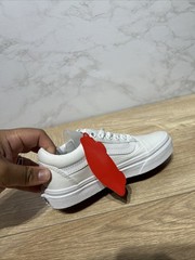 Vans Little Kids Old Skool Shoe White Canvas Sneakers VN0A4BUUQLZ Sz 13 New