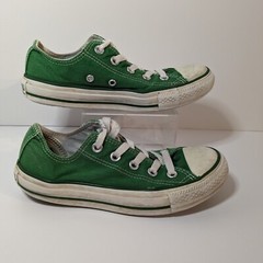 Converse All Star, Dark Green, Canvas Low Top, Lace-Up Sneakers, Kids Youth Sz 3