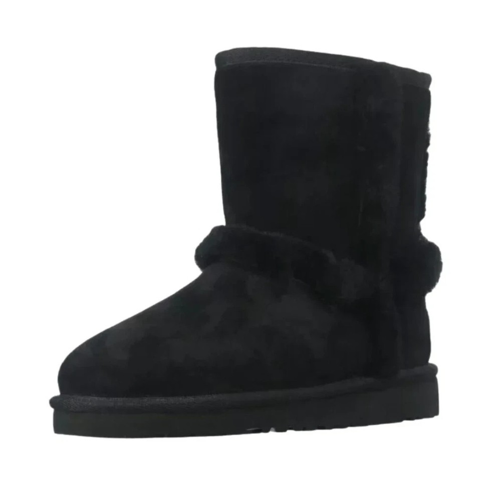 UGG K Hadley II Black Suede Round Toe Boots 1017332K Toddler Size 4 NEW Free Sh