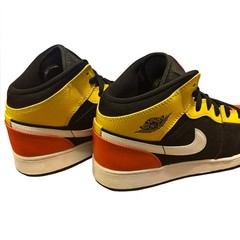 Jordan Black, Red, and Yellow High-Top Sneakers 7Y