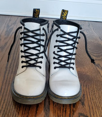 GREAT Dr Doc Martens 1460J Combat Boots Youth Size US 4 White Lace Up Side Zip
