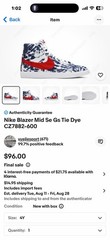 Nike Blazer Mid SE ‚Tie Dye’ Kids Size 4Y NEW FLAWLESS NEVER TRIED ON! NO BOX