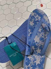 West Loop Kids Flip Flop Blue White Stars Size Small 13/1 Thong Shower Sandal