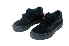 VANS OLD SKOOL V STRAP BLACK/BLACK LITTLE KIDS(PS) SKATE SHOE