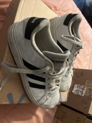 Adidas Grand Court 2.0. EK K Tennis Shoe Child Size 5 White and Black Used VG