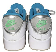 NIKE AIR MAX 90 SIZE 1 Youth Silver Blue Lagoon Sneaker Shoes Athlete 724853-104