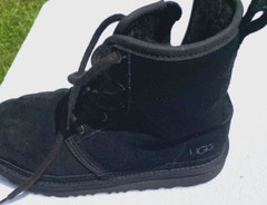 Ugg Boots Boy Girl Harkley 1017326 Unisex Youth Sz 3 Black Side Zip classic EUC