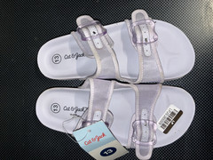 Cat & Jack Unisex Kids White Silver Buckle Slide Sandals US 13