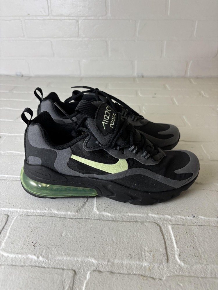 Nike Air Max 270 React Shoes Youth Size 6Y Black Barely Volt Sneakers BQ0103-008