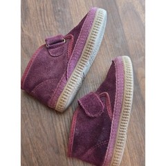 Cienta Kids Burgundy Suede Hook and Loop Sneakers Made in Spain Purple EU 27
