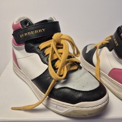 BURBERRY Kids Authentic Preloved Black Pink and Yellow Sneakers US 11.5 EU 29