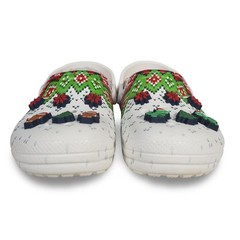 Crocs Classic Lined Holiday Clogs Youth Size 3 White Red Green 207688 Jibbitz