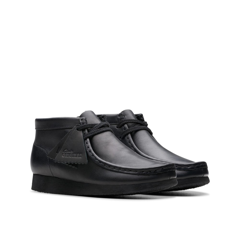 Clarks Older Boys Wallabee Boot O Black Leather