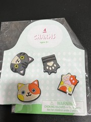 Cat Shoe Charms Set 4 Pack Animal Paw Face Decor Black Cat Jibs Ages 5+ New Gift