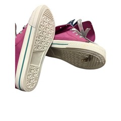 Kids Pink Teal High Top Canvas Punk, Sneakers Silver Glitter Laces Fold Size 2