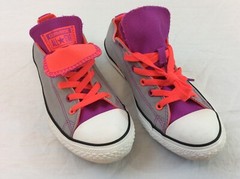 Converse All Star Juniors Size 5 Steel Gray And Purple Skateboard Shoes