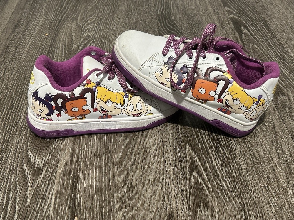 Heelys Rugrats White Purple Kids Sneaker with Wheels Lace Up Cartoon Graphics