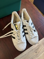 Adidas Black White Three Stripe Youth Tennis Sneakers Size 6.5 Youth