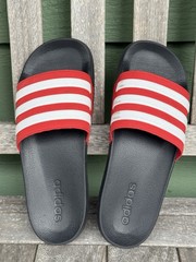 Youth Size 6 Adidas Adilette Shower slides Black/Red/White