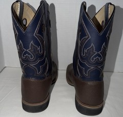 Magellan Cowboy Western Rodeo Boots Navy Blue/Brown Embroidery 5D Size