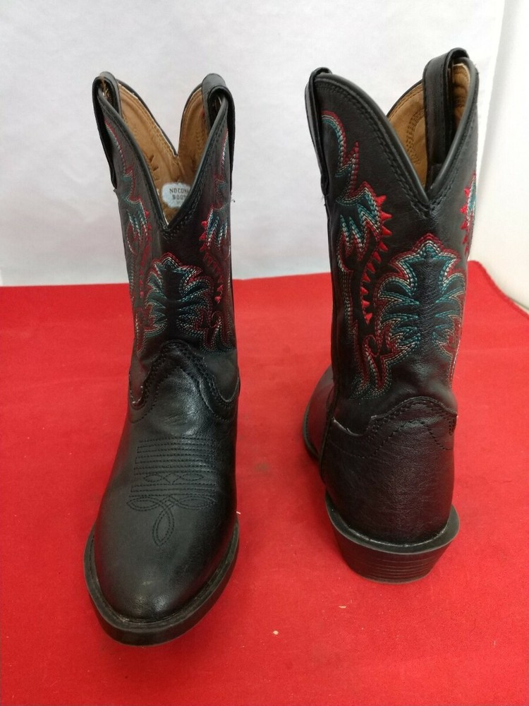 Boys Nocona Cowboy Boots Black With Stitching Detail NEW! Size 1D Style NK3000