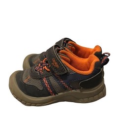 OshKosh B’Gosh blue, grey &orange sneakers w hook & loop closure unisex size 6